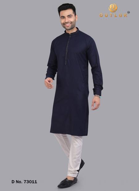 Navy Blue Colour Outluk Vol 73 New Latest Exclusive Wear Fancy Kurta Pajama Mens Collection 73011